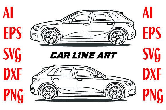 Car Line Art: Modern Graphics for Print Templates