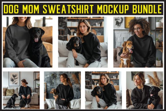 Dog and Mom Sweatshirt Mockup Bundle: Graphics for Hoodies Amp