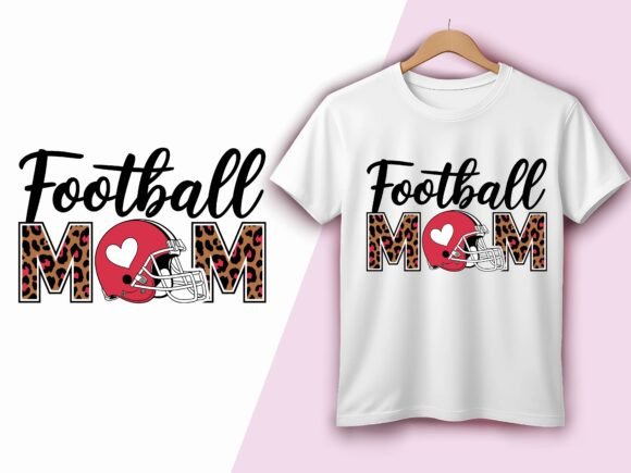 Football Mom Leopard Heart: Graphics for T-Shirt Designs