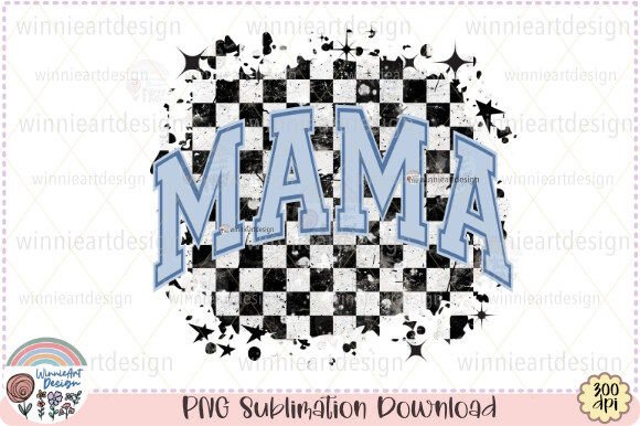 Mama Retro Checkered Grunge Rocker Mom Graphics for T-Shirt Designs