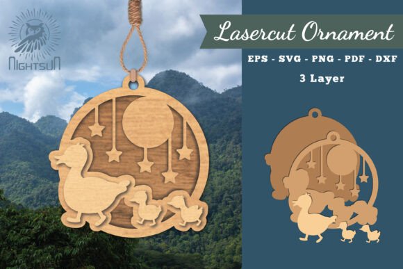 Mom and Baby Duck Laser Cut Ornament SVG Review