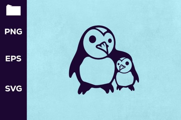 Mom and Baby Penguin: Graphics & Illustrations