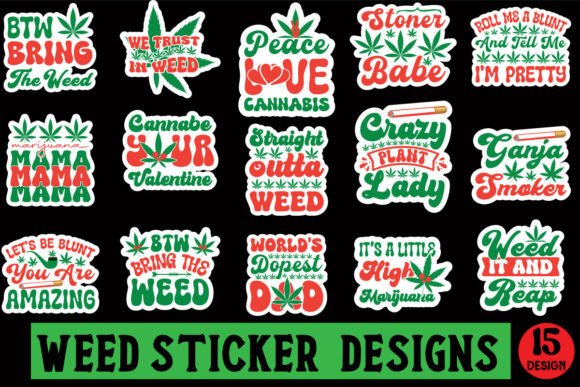 Weed Sticker Designs Bundle: Graphics for T-Shirt Designs